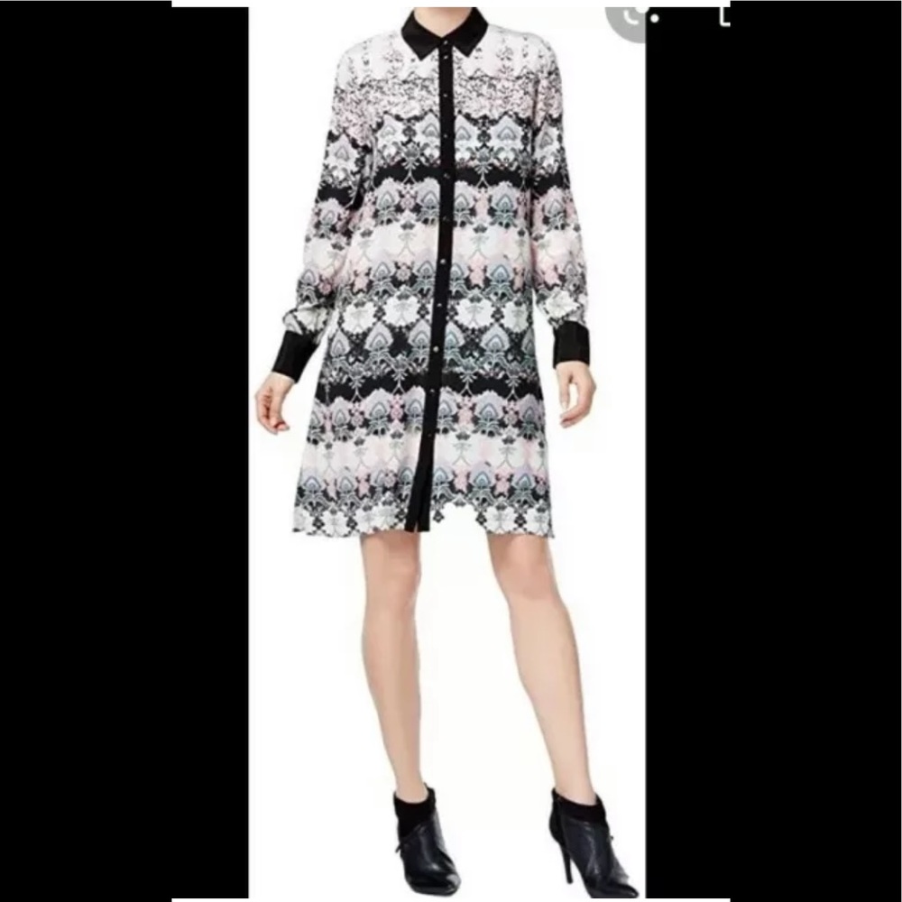 Yyigal long sleeve shirt dress printed black multi S